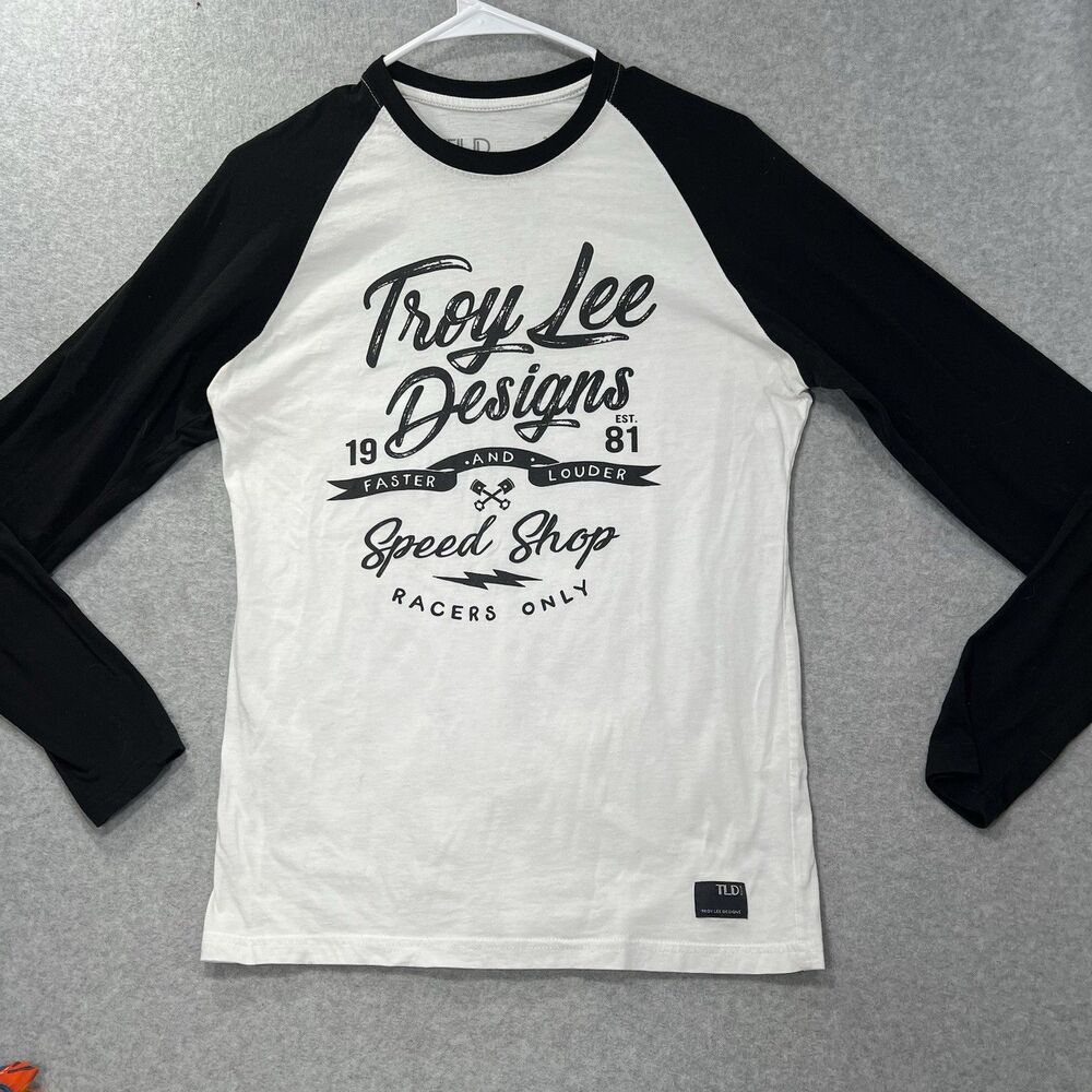 Troy Lee Designs TLD Long Sleeve Raglan T-Shirt Tee White/Black womens M
